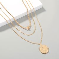 Wholesale Jewelry Simple Knotted Chain Round Portrait Pendant Multi-layered Necklace Nihaojewelry main image 4