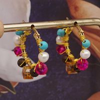 Nihaojewelry Bohemian Crystal Pearl Hoop Earrings Wholesale Jewelry main image 1
