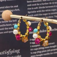 Nihaojewelry Bohemian Crystal Pearl Hoop Earrings Wholesale Jewelry main image 3