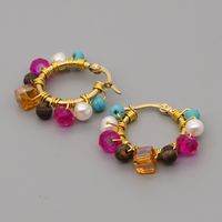 Nihaojewelry Bohemian Crystal Pearl Hoop Earrings Wholesale Jewelry main image 4