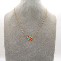 Wholesale Jewelry Bohemian Rainbow Heart Pendant Necklace Nihaojewelry main image 5