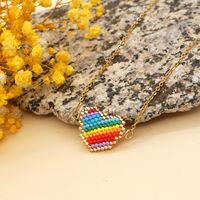Wholesale Jewelry Bohemian Rainbow Heart Pendant Necklace Nihaojewelry main image 4
