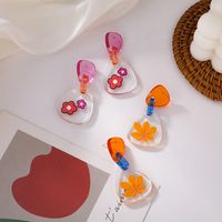 Wholesale Jewelry Color Flower Resin Acrylic Earrings Nihaojewelry main image 4