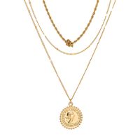 Großhandel Schmuck Einfache Geknotete Kette Rundes Porträt Anhänger Mehrschichtige Halskette Nihaojewelry sku image 1