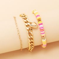 Nihaojewelry Multi-layer Metal Heart Shape Chain Soft Ceramic Bracelet Set Jewelry Wholesale main image 3