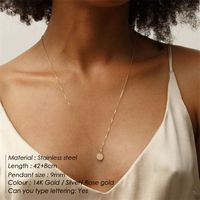 Nihaojewelry Fashion Round Tag Stainless Steel Double Layered Necklace Wholesale Jewelry main image 4