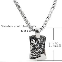 Nihaojewelry Stainless Steel Carve Flower Square Tag Necklace Pendants Wholesale Jewelry main image 4