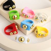 Wholesale Jewelry Fashion Candy Color Metal Acrylic Ring Nihaojewelry main image 4