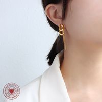 Wholesale Jewelry Fashion Thick Chain Tassel Titanium Steel Earrings Nihaojewelry main image 1