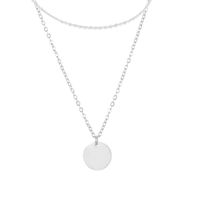 Nihaojewelry Fashion Round Tag Stainless Steel Double Layered Necklace Wholesale Jewelry sku image 1