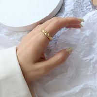 Vente En Gros Bijoux En Feuille D&#39;étain Texture Bague En Acier Au Titane Nihaojewelry sku image 7