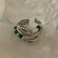 Wholesale Jewelry Lava Turquoise Pearl Beaded Ring Nihaojewelry sku image 2