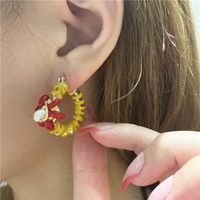 Wholesale Jewelry Retro Color Drip Glaze Flower Ring Earrings Set Nihaojewelry sku image 6