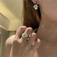 Wholesale Jewelry Retro Color Drip Glaze Flower Ring Earrings Set Nihaojewelry sku image 3