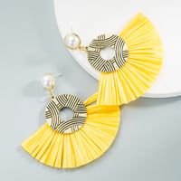 Wholesale Jewelry Retro Fan-shaped Raffia Fringe Earrings Nihaojewelry sku image 1