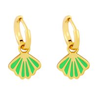 Nihaojewelry Korean Style Fan-shaped Shell Oil Drop Earrings Wholesale Jewelry sku image 1
