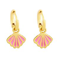 Nihaojewelry Korean Style Fan-shaped Shell Oil Drop Earrings Wholesale Jewelry sku image 2