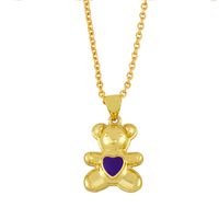 Nihaojewelry Dripping Oil Heart Shape Bear Necklace Wholesale Jewelry sku image 3