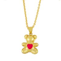 Nihaojewelry Dripping Oil Heart Shape Bear Necklace Wholesale Jewelry sku image 7