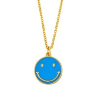 Nihaojewelry Cute Color Dripping Oil Round Brand Smiley Face Necklace Wholesale Jewelry sku image 1