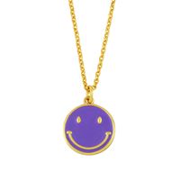 Nihaojewelry Cute Color Dripping Oil Round Brand Smiley Face Necklace Wholesale Jewelry sku image 3
