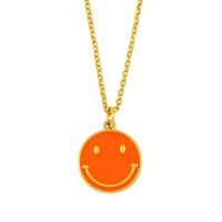 Nihaojewelry Cute Color Dripping Oil Round Brand Smiley Face Necklace Wholesale Jewelry sku image 6