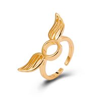 Wholesale Jewelry Retro Angel Wings Heart-shape Copper Open Ring Nihaojewelry sku image 1
