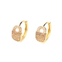 Wholesale Jewelry Fashion Lock-shaped Copper Inlaid Zircon Earrings Nihaojewelry sku image 1