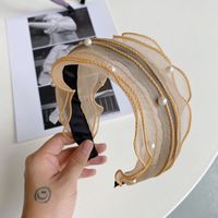 Wholesale Jewelry Korean Pearl Wide-brimmed Ruffled Folds Hairband Nihaojewelry sku image 4