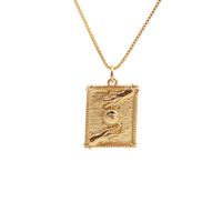 Nihaojewelry Copper Plated Gold Rectangular Heart Palm Demon Eye Necklace Wholesale Jewelry sku image 4