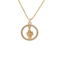 Nihaojewelry Fashion Gesture Pendant Zircon Necklace Wholesale Jewelry sku image 3