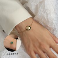 Wholesale Jewelry Emerald Pendant Titanium Steel Necklace Bracelet Set Nihaojewelry sku image 2