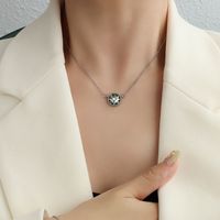 Wholesale Jewelry Emerald Pendant Titanium Steel Necklace Bracelet Set Nihaojewelry sku image 15