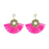 Vente En Gros Bijoux Boucles D&#39;oreilles À Franges En Raphia Rétro En Forme D&#39;éventail Nihaojewelry main image 6