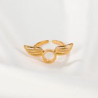 Wholesale Jewelry Retro Angel Wings Heart-shape Copper Open Ring Nihaojewelry main image 3