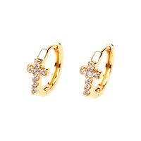 الجملة مجوهرات الأزياء الصليب النحاس مطعمة الزركون الأقراط Nihaojewelry main image 3