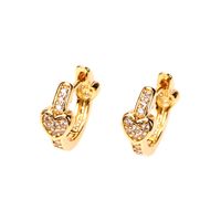 Vente En Gros Bijoux Coeur Simple Boucles D&#39;oreilles Zircon Incrusté De Cuivre Nihaojewelry main image 3