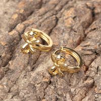 Wholesale Jewelry Simple Gold-plated Bow Copper Earrings Nihaojewelry main image 5