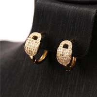 Vente En Gros Bijoux Mode Boucles D&#39;oreilles En Zircon Incrusté De Cuivre En Forme De Serrure Nihaojewelry main image 5