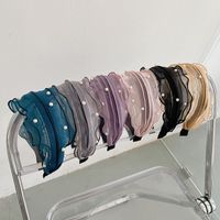 Wholesale Jewelry Korean Pearl Wide-brimmed Ruffled Folds Hairband Nihaojewelry main image 3