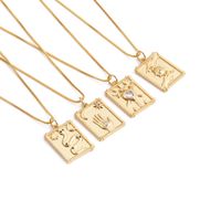 Nihaojewelry Copper Plated Gold Rectangular Heart Palm Demon Eye Necklace Wholesale Jewelry main image 1
