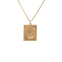 Nihaojewelry Copper Plated Gold Rectangular Heart Palm Demon Eye Necklace Wholesale Jewelry main image 4