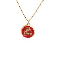 Nihaojewelry Copper-plated Gold English Letters Bottle Cap Pendant Necklace Wholesale Jewelry main image 4