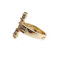 Wholesale Jewelry Fashion Rainbow Leaf Copper Micro-inlaid Zirconium Ring Nihaojewelry main image 3
