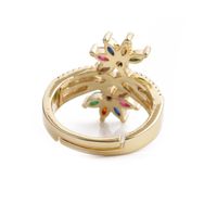 Wholesale Jewelry Fashion Rainbow Leaf Copper Micro-inlaid Zirconium Ring Nihaojewelry main image 6