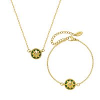 Großhandel Schmuck Smaragd Anhänger Titan Stahl Halskette Armband Set Nihaojewelry main image 6