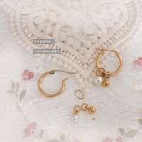 Wholesale Jewelry Pearl Small Golden Ball Titanium Steel Earrings Nihaojewelry main image 3
