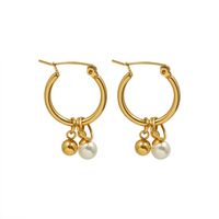 Wholesale Jewelry Pearl Small Golden Ball Titanium Steel Earrings Nihaojewelry main image 6
