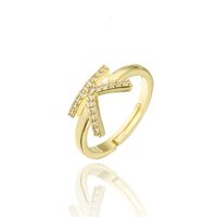 Wholesale Jewelry Copper Micro-inlaid 26 English Alphabet Ring Nihaojewelry sku image 11