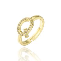 Wholesale Jewelry Copper Micro-inlaid 26 English Alphabet Ring Nihaojewelry sku image 17